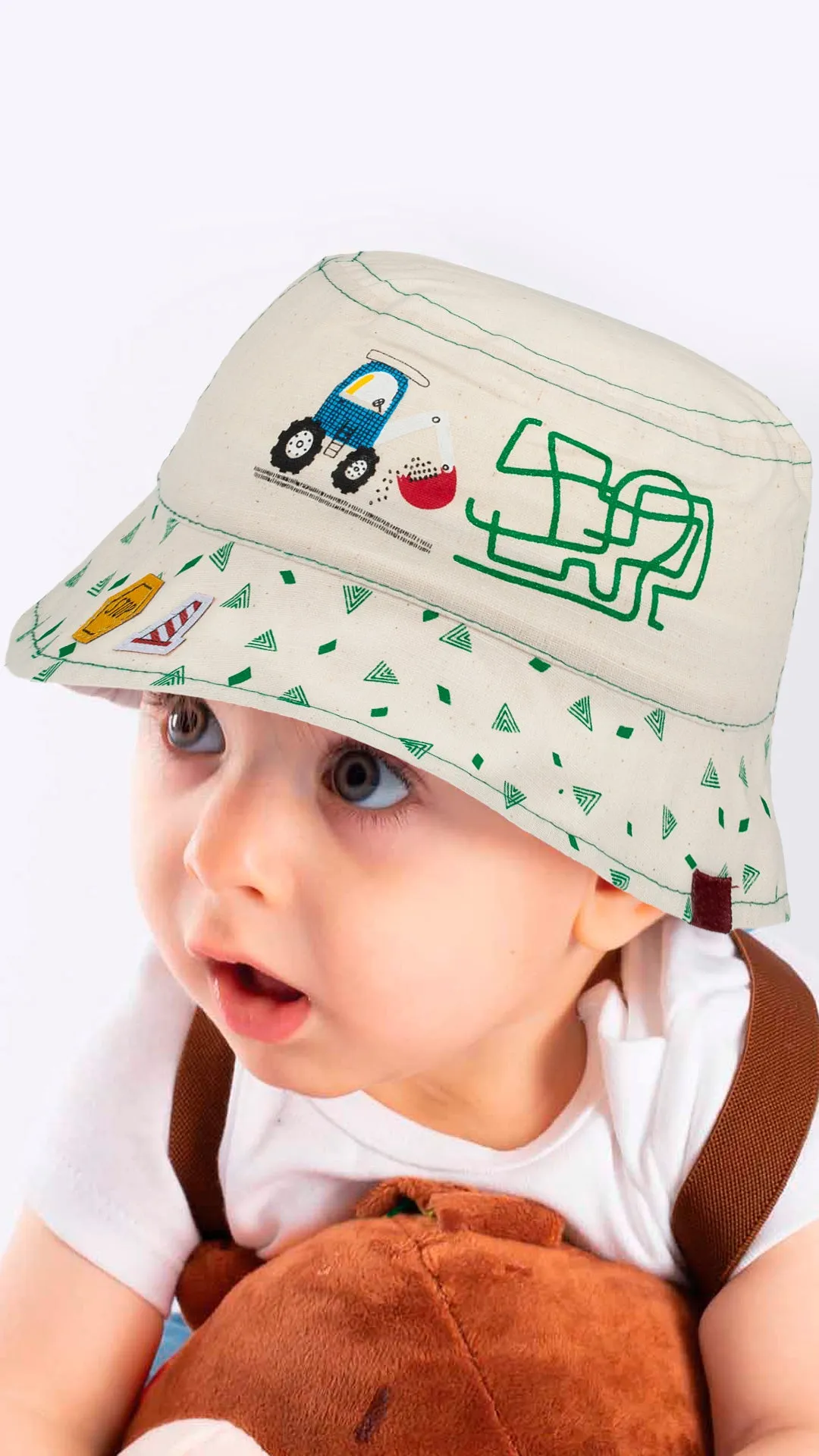 Backhoe Loader Embroidery - Infant Boy Bucket Hat  0-18 Months