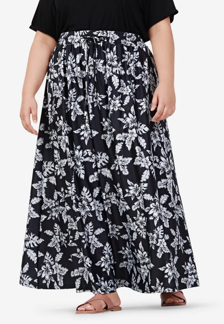 Beline Relax Batik Sarung Skirt - Black White