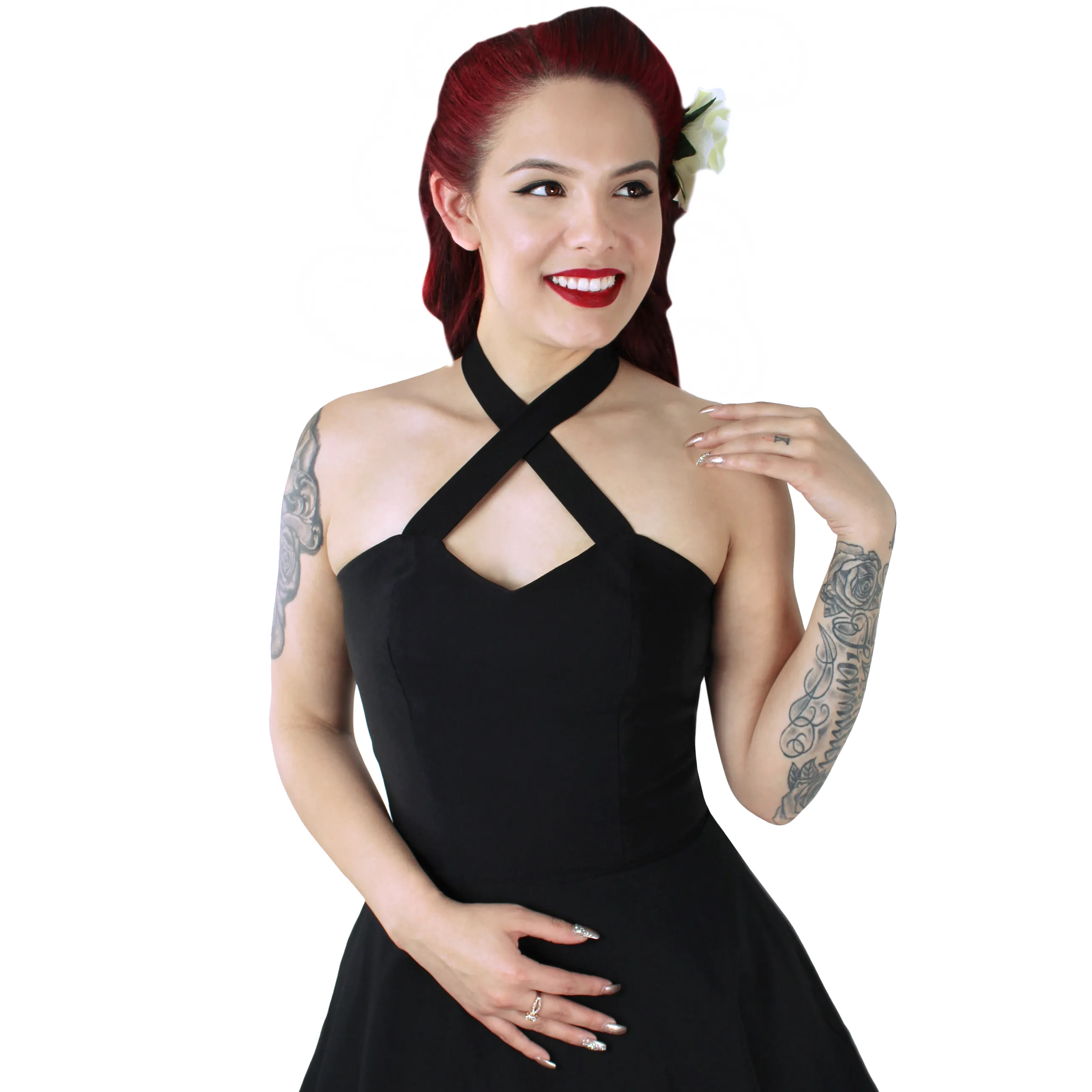 Black Criss Cross Halter Dress #BCCD