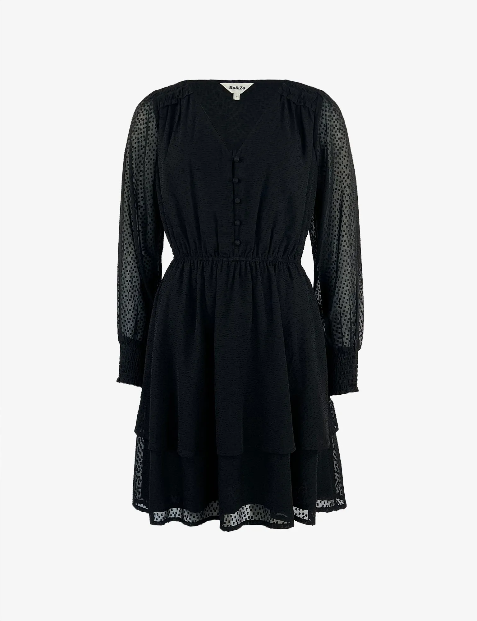 Black Dobby Trim Insert Dress