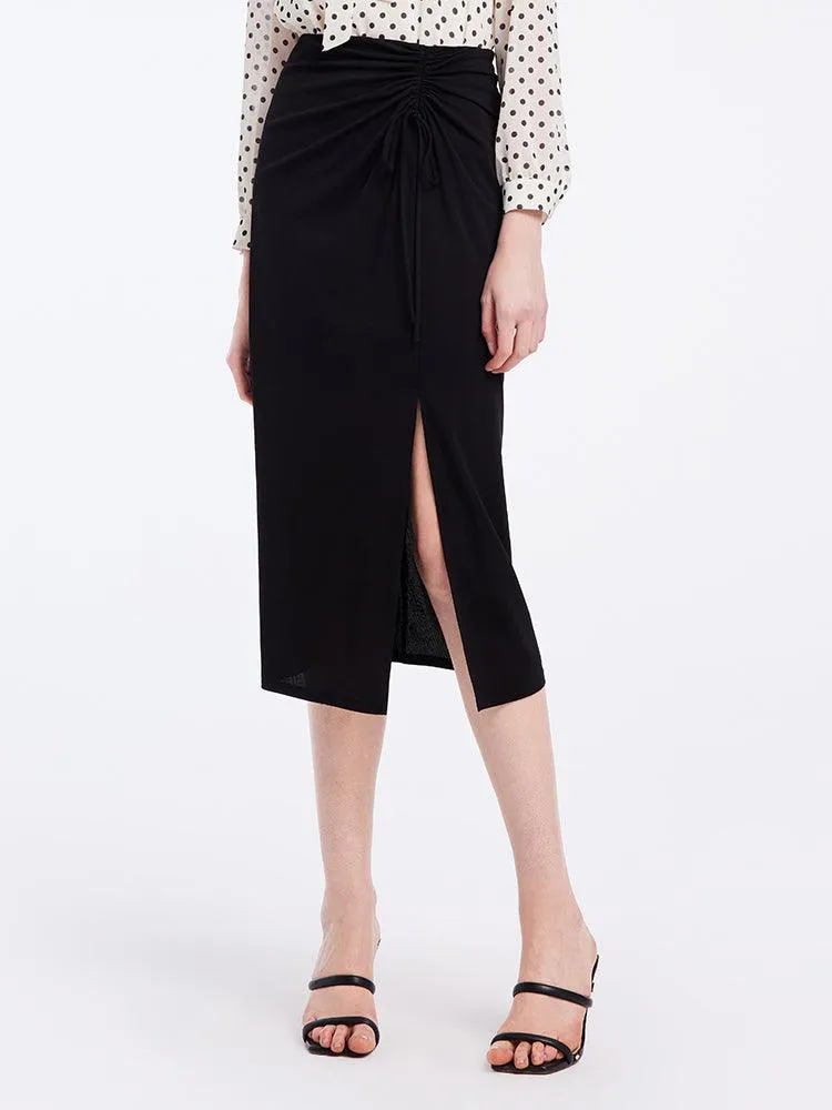 Black Triacetate Knitted Skirt