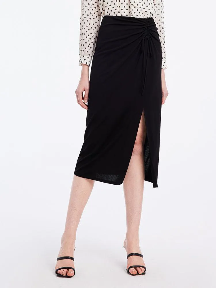 Black Triacetate Knitted Skirt