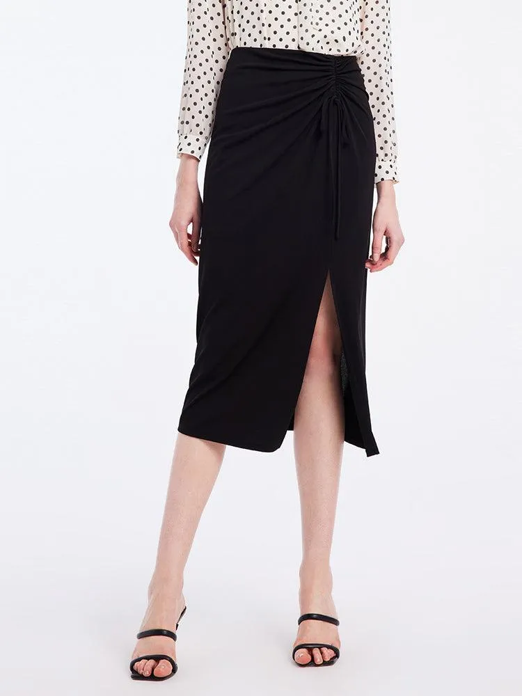 Black Triacetate Knitted Skirt