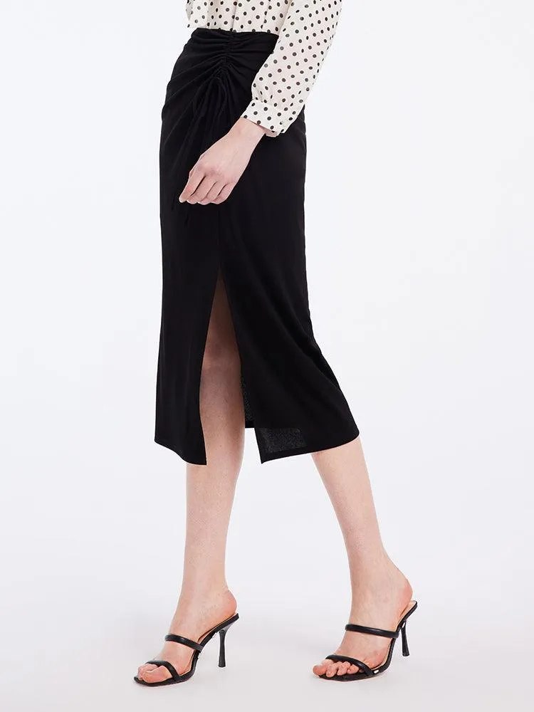 Black Triacetate Knitted Skirt