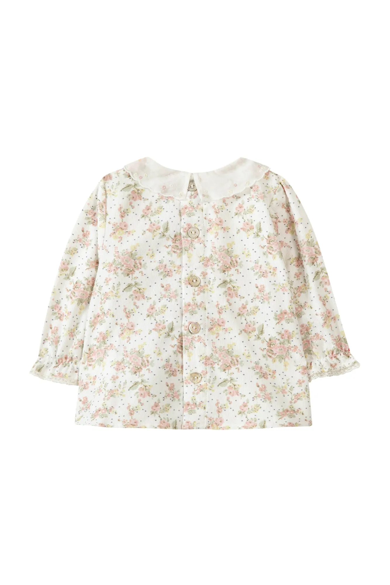 Blouse - Mother-of-pearl cotton with floral print