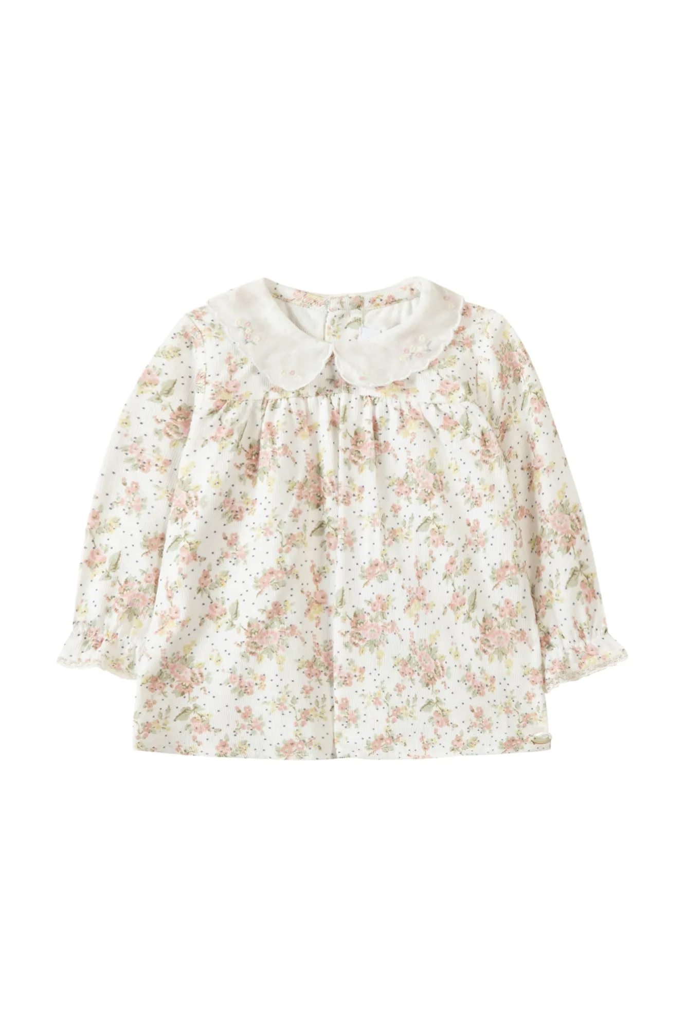 Blouse - Mother-of-pearl cotton with floral print