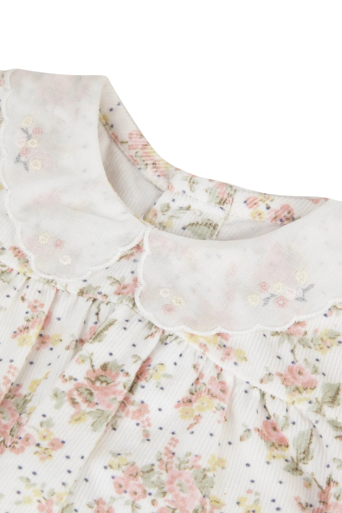 Blouse - Mother-of-pearl cotton with floral print