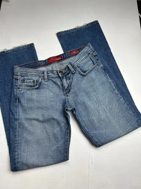 Blue denim low rise straight pants (S)