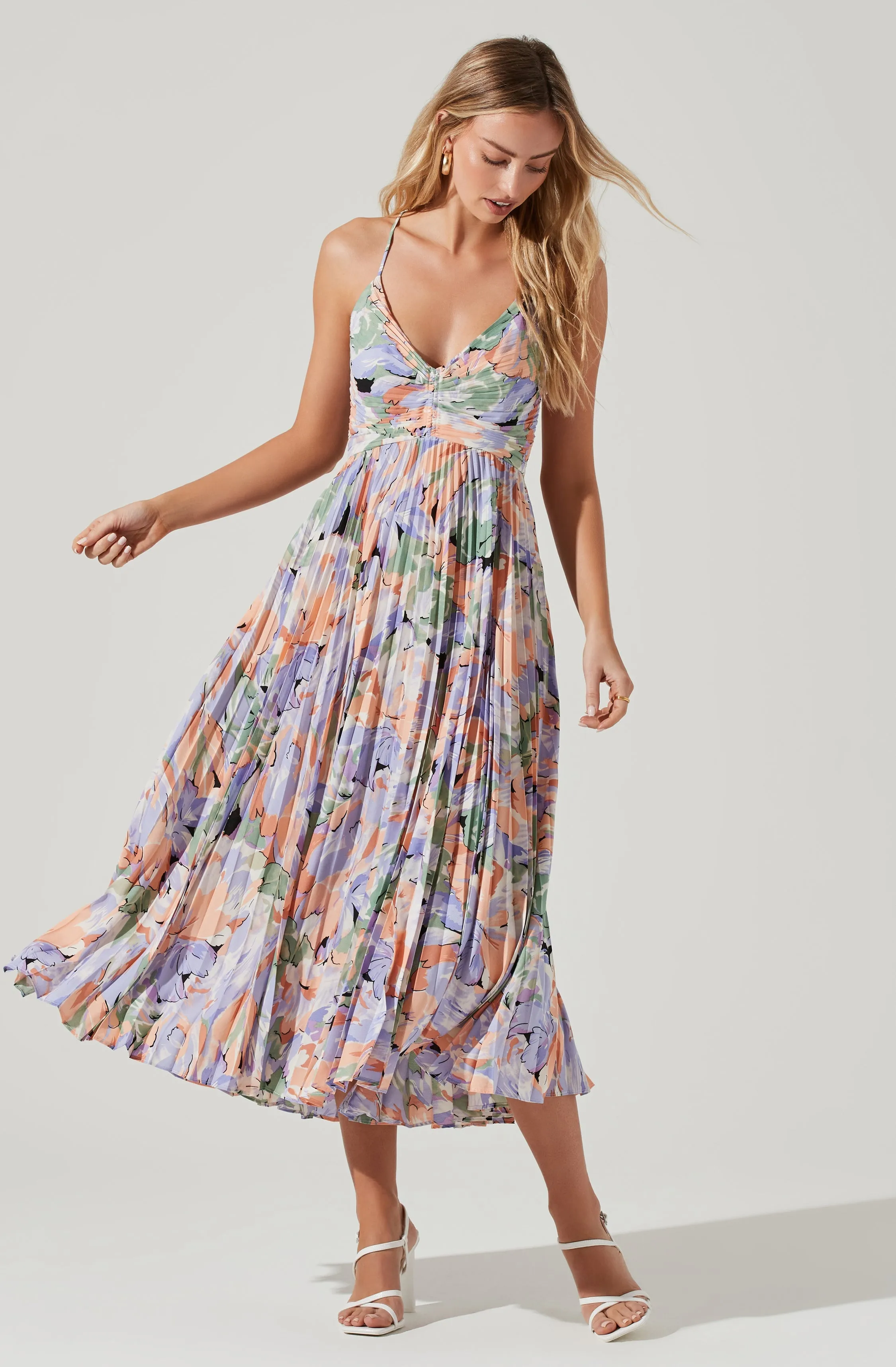 Blythe Floral Plisse Midi Dress