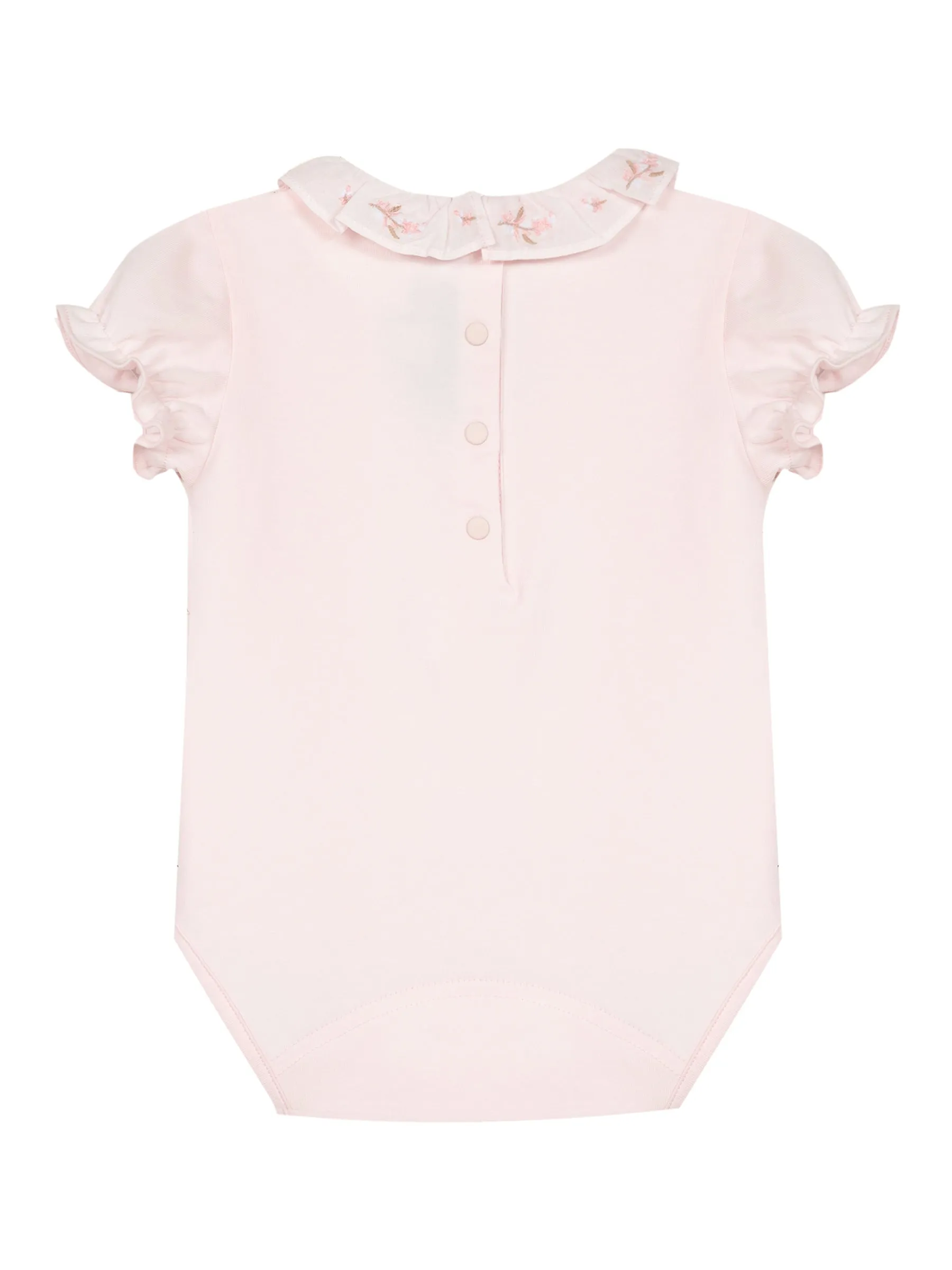 Bodysuit - Pale pink jersey with embroidered collar