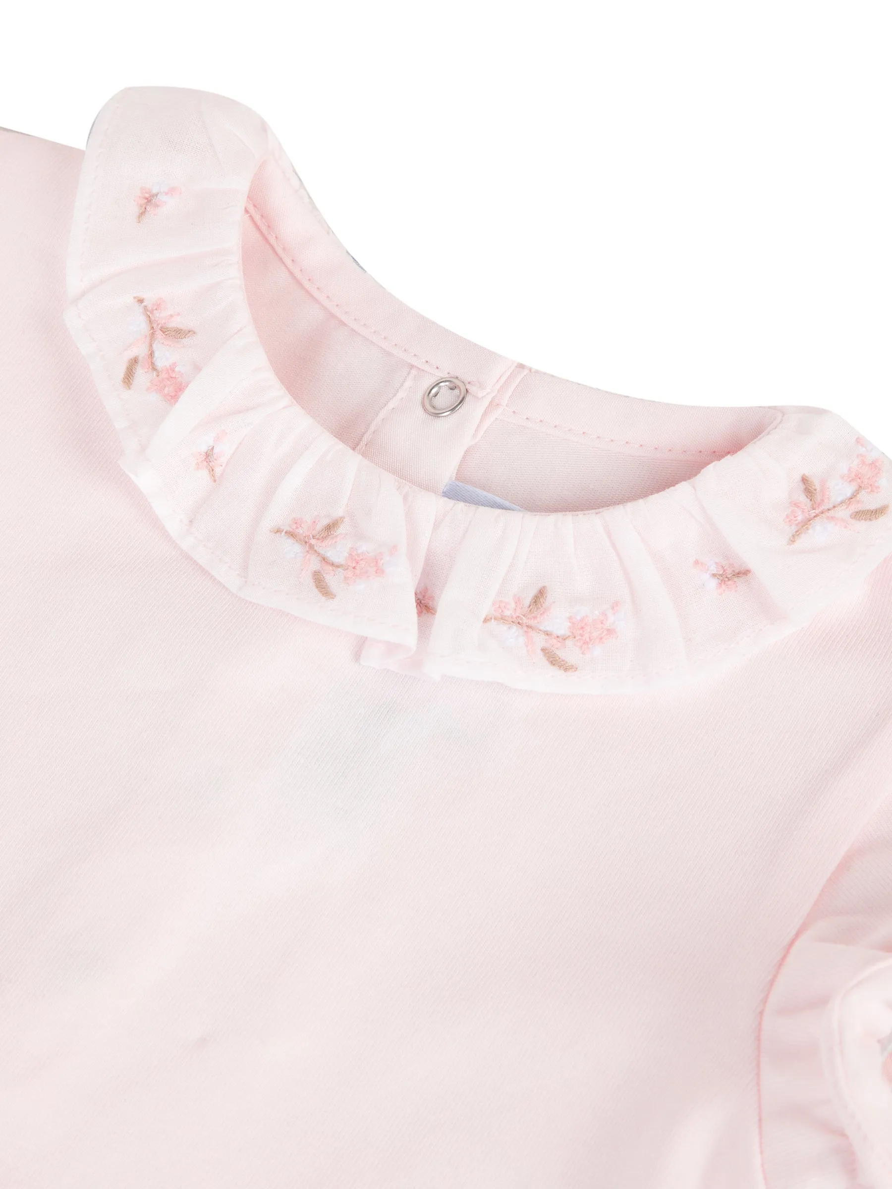 Bodysuit - Pale pink jersey with embroidered collar