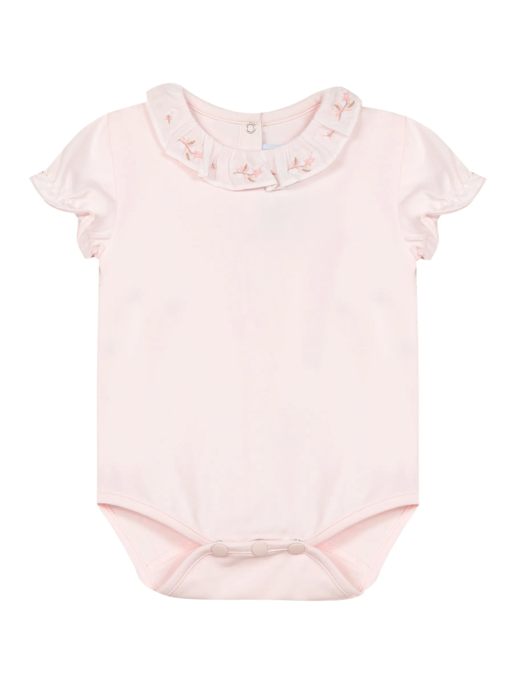 Bodysuit - Pale pink jersey with embroidered collar