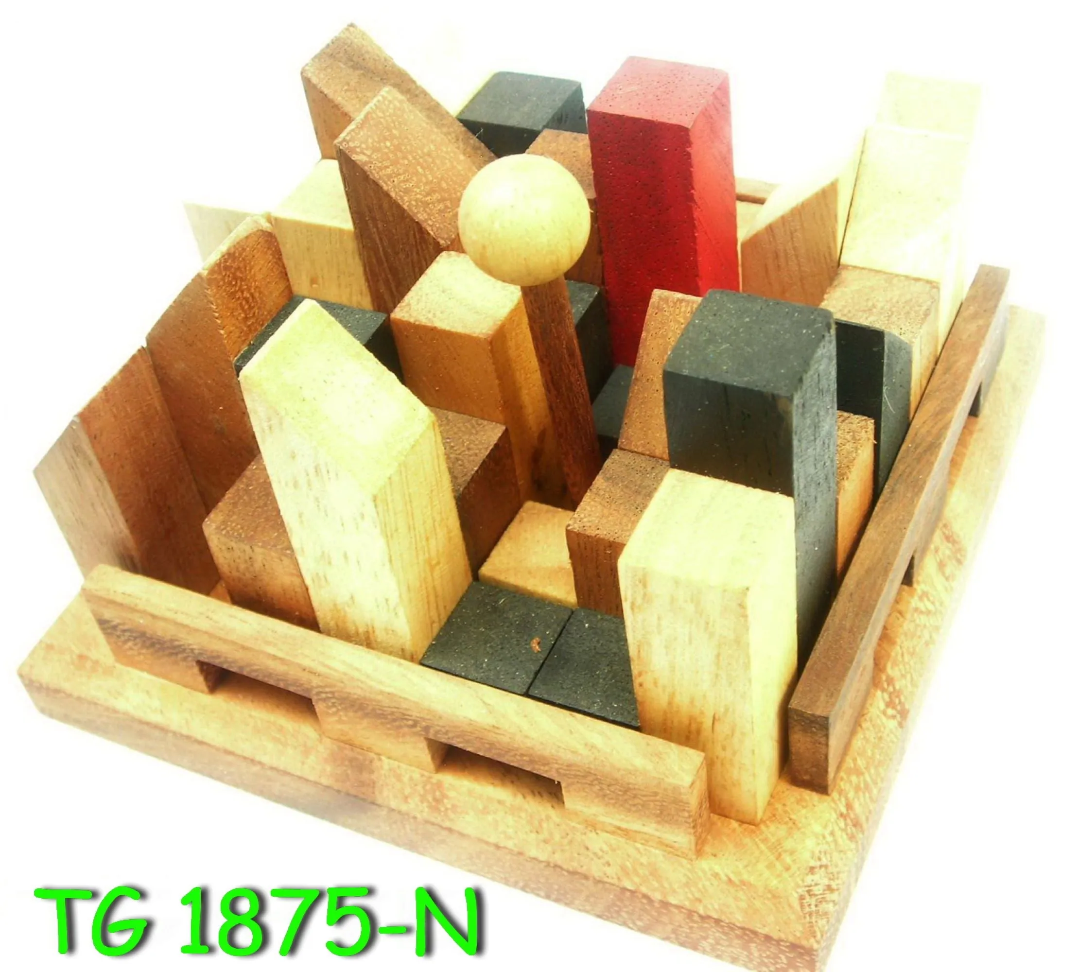 Brainteaser puzzle- City Planner brain teaser puzzle, wood, handmade 3D puzzle-remove shapes and try rebuild your city.