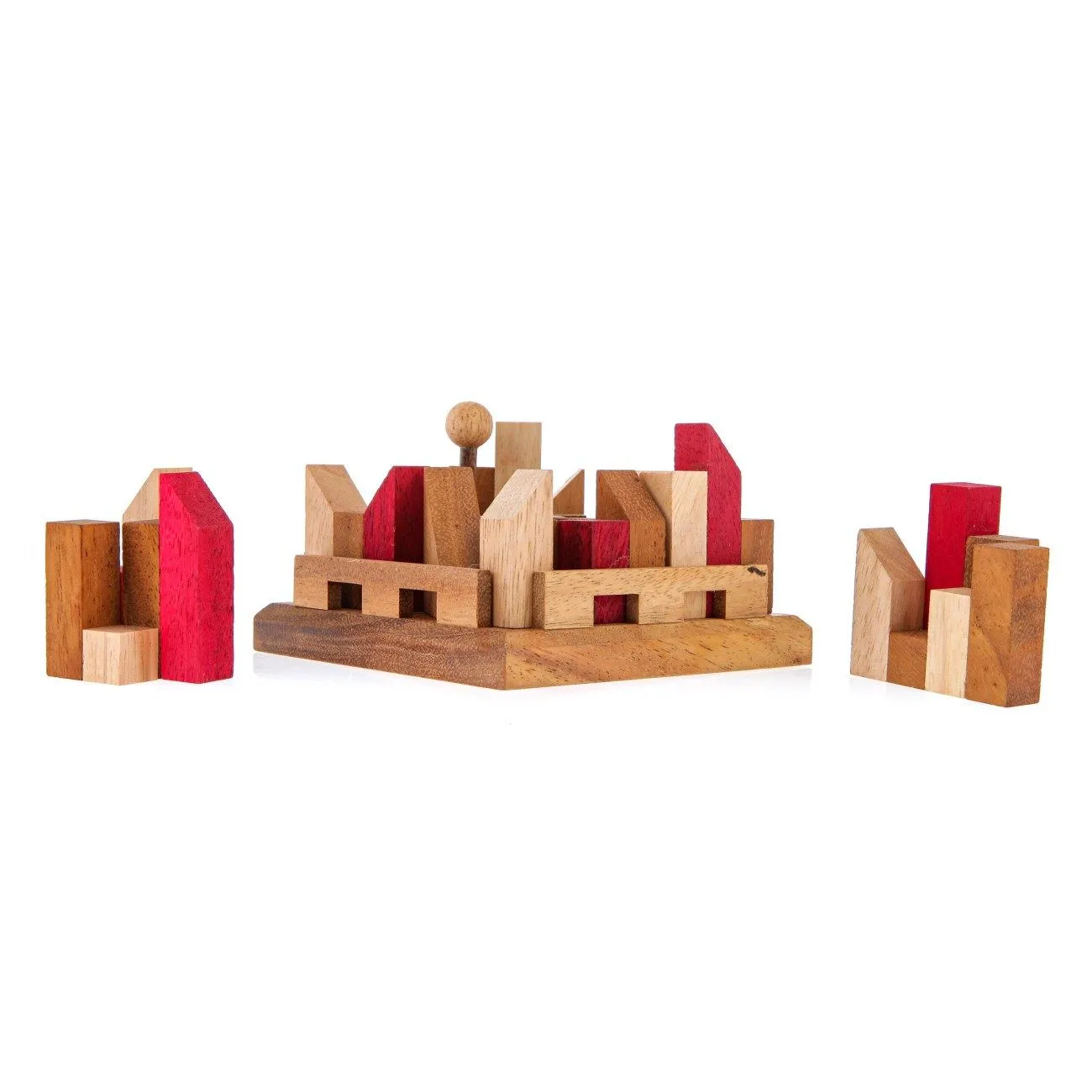 Brainteaser puzzle- City Planner brain teaser puzzle, wood, handmade 3D puzzle-remove shapes and try rebuild your city.