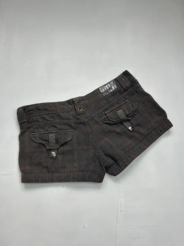 Brown check print low rise mini short (S/M)