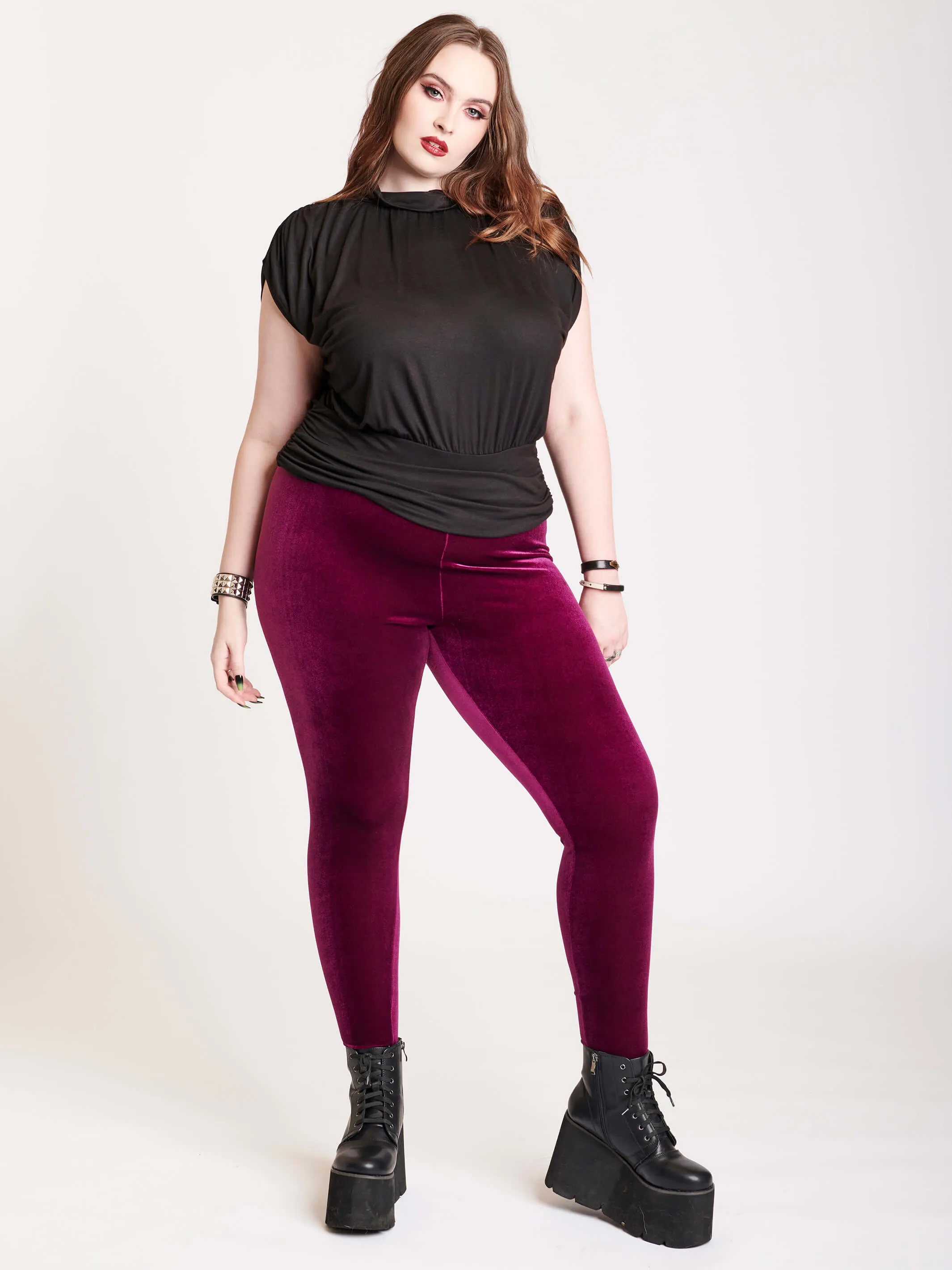 Burgundy Velvet Legging