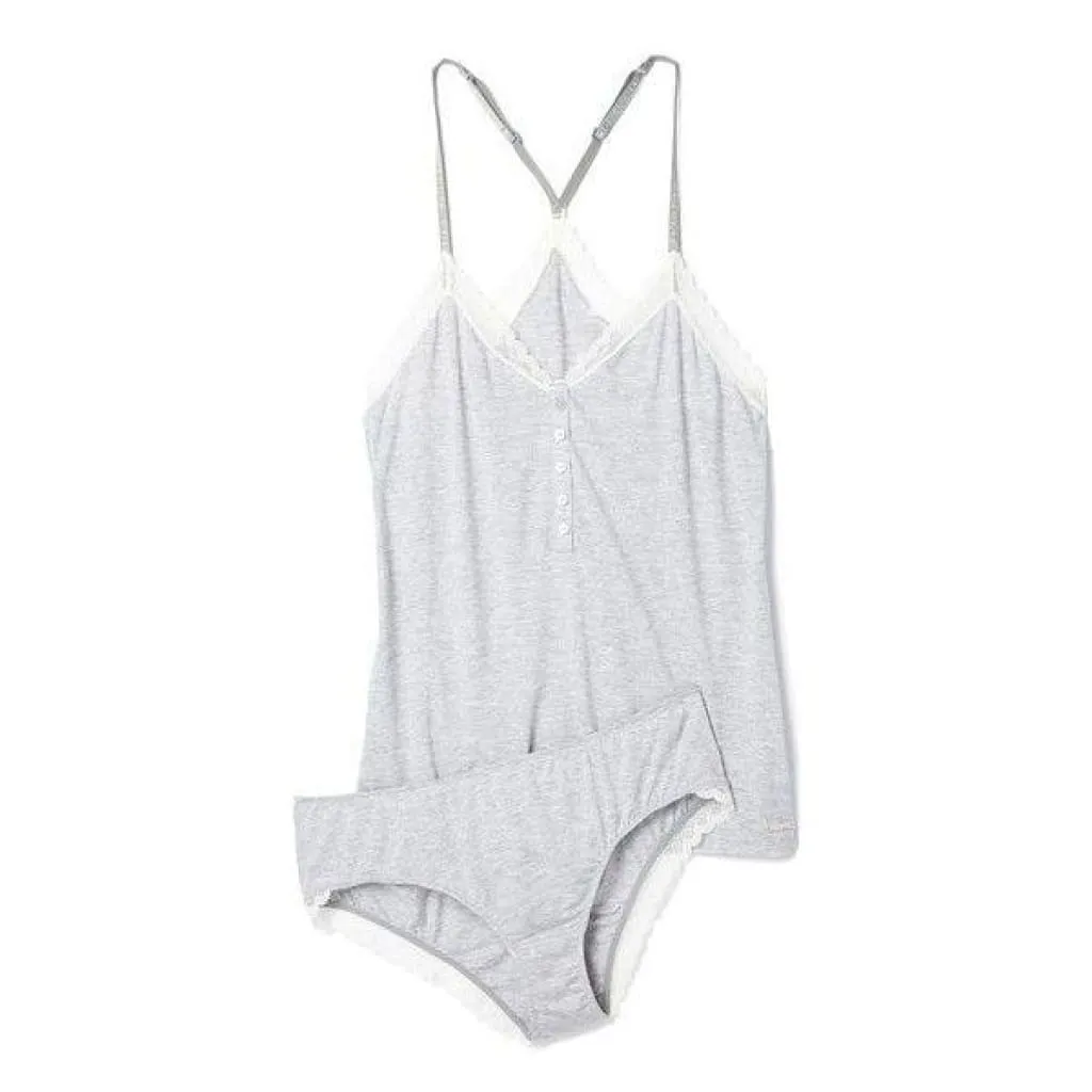 Calvin Klein QS5516 Womens Cami/Hipster Sleepwear Set MEDIUM Gray