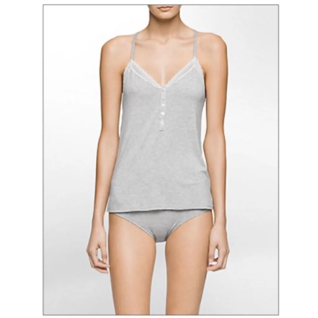 Calvin Klein QS5516 Womens Cami/Hipster Sleepwear Set MEDIUM Gray