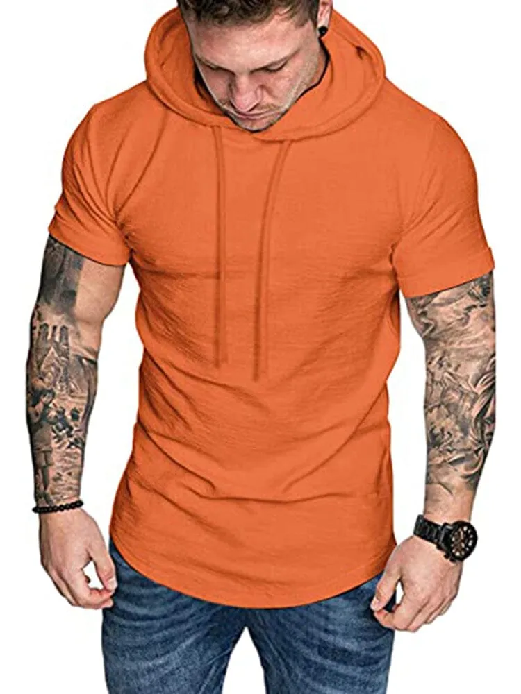 Casual Solid Short Sleeves Sports Hoodie (US Only)