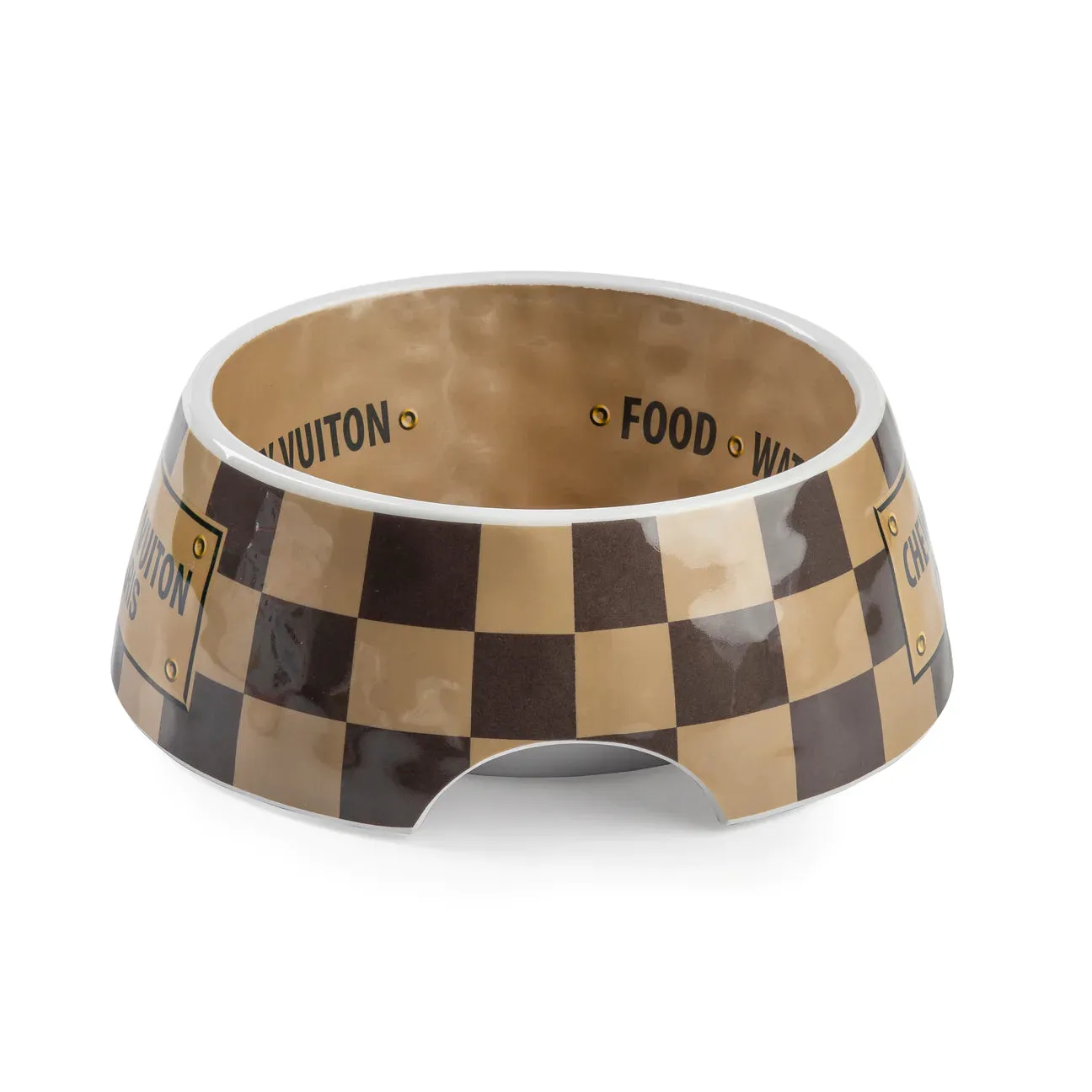 Checker Chewy Vuiton Dog Bowl