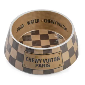 Checker Chewy Vuiton Dog Bowl