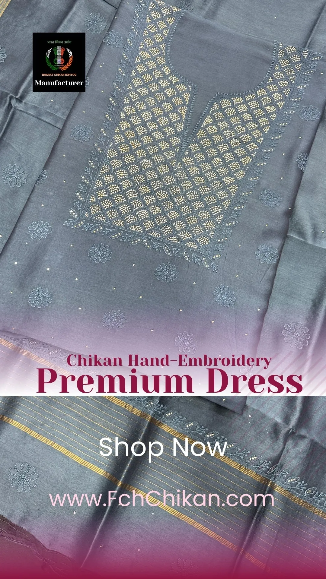 Chikan hand EMBROIDERED chanderi silk suits