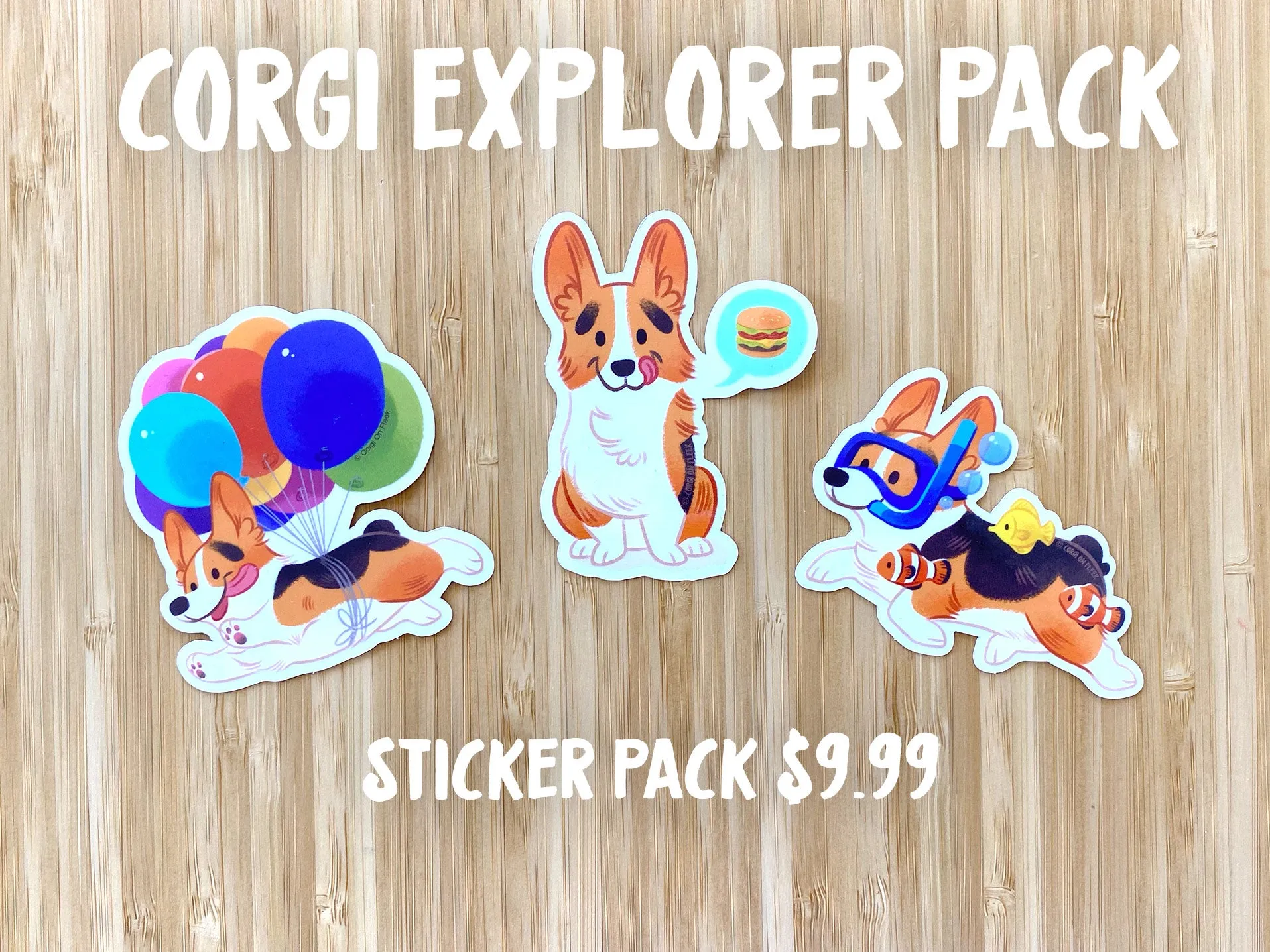 Clear Vinyl Stickers Corgi Explorer Collection