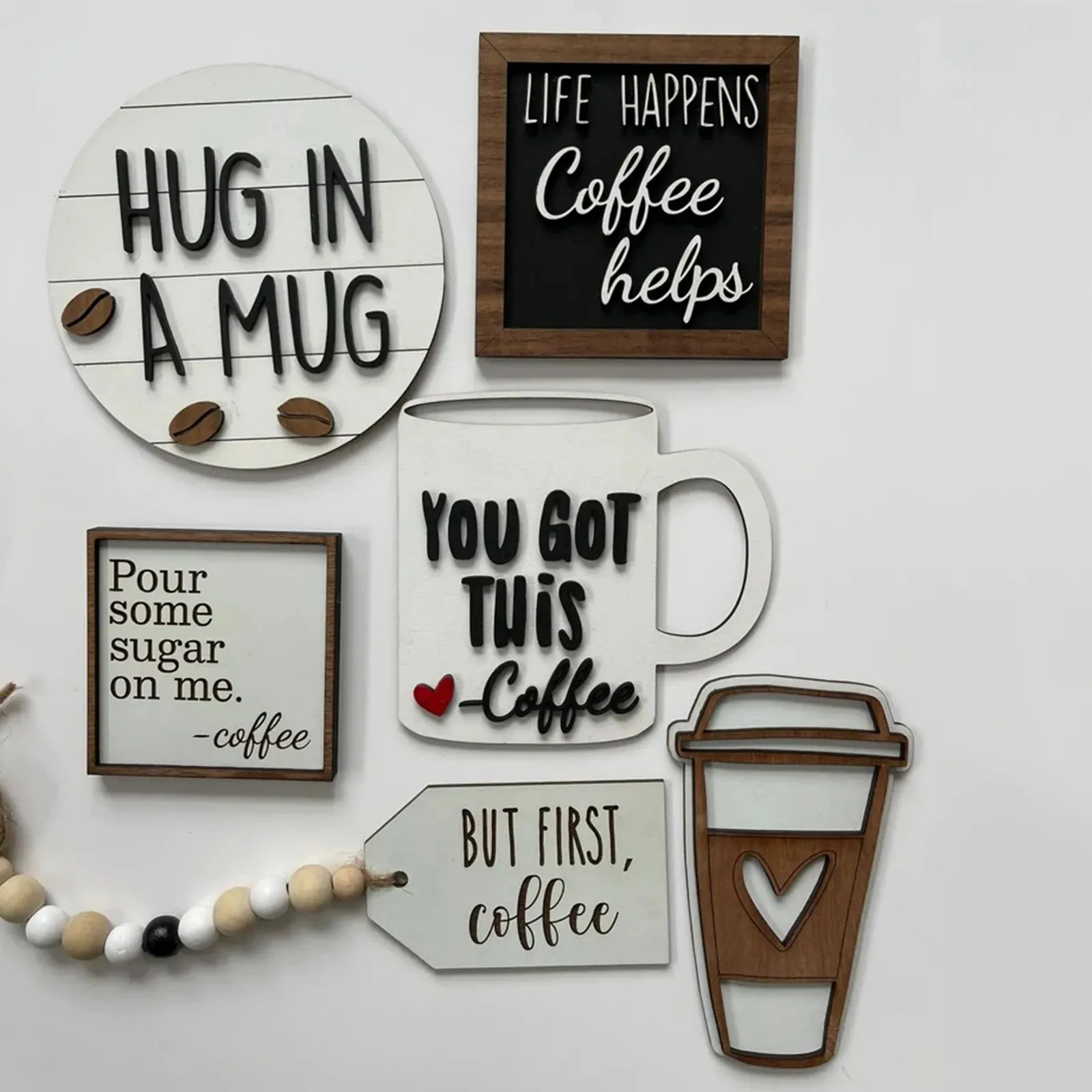 Coffee Bar Decoration Logo Farmhouse Layered Tray Decoration Coffee