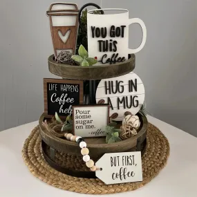 Coffee Bar Decoration Logo Farmhouse Layered Tray Decoration Coffee