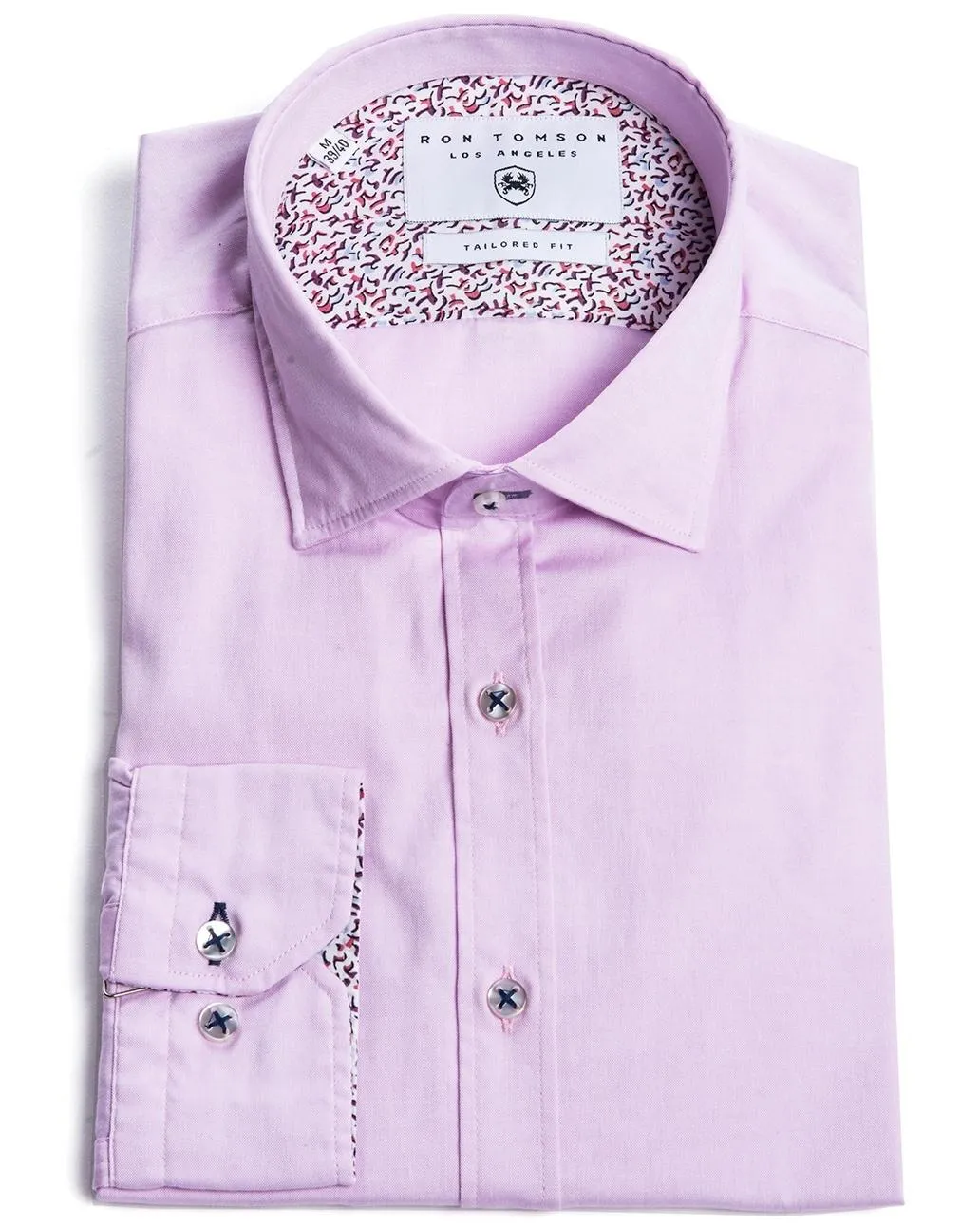 Contrast Slim Fit Spread Collar Shirt - Purple