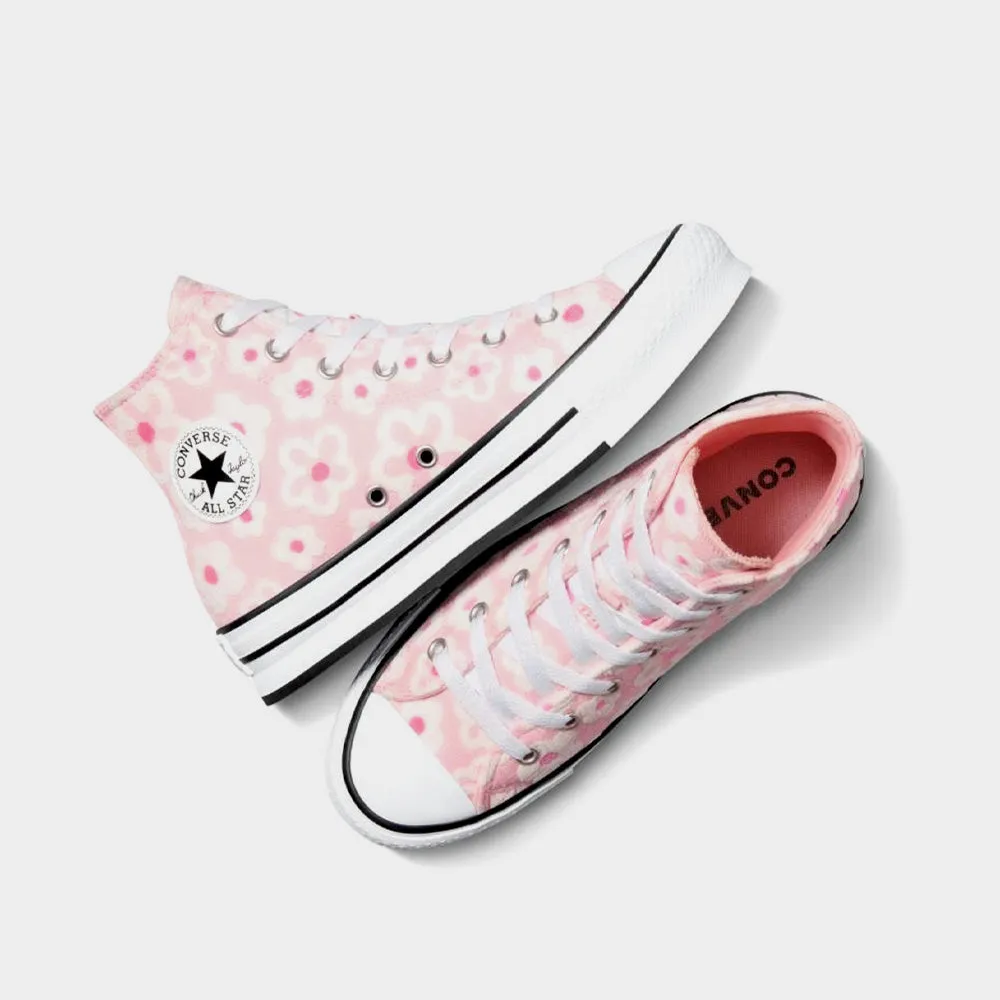 Converse Womens Chuck Taylor All Star Lift Platform Flower Embroidery Sneaker Pink/White _ 181078 _ Pink