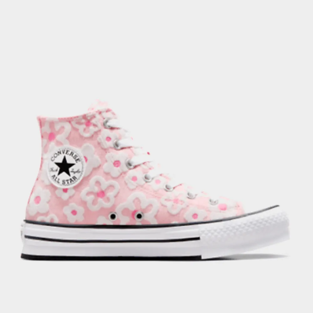 Converse Womens Chuck Taylor All Star Lift Platform Flower Embroidery Sneaker Pink/White _ 181078 _ Pink