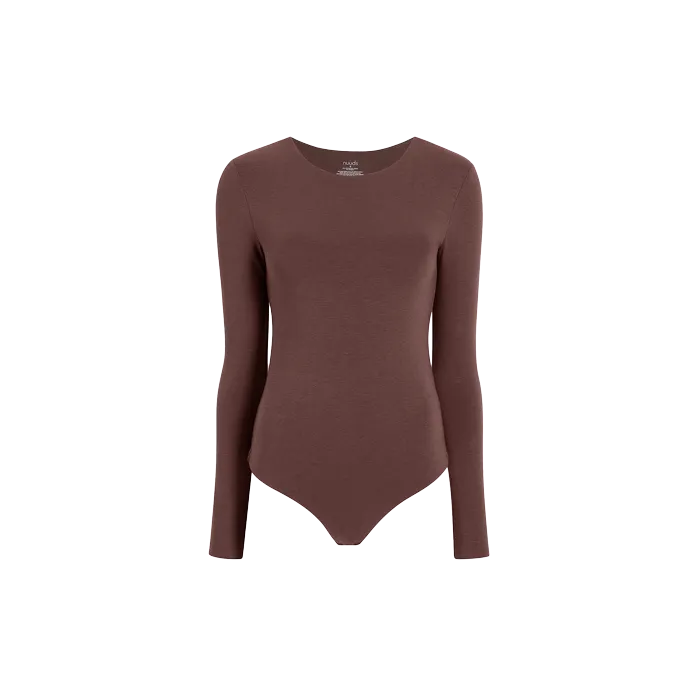 Cotton Crewneck Bodysuit | Coffee