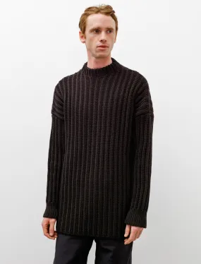 Crew Neck Open Rib Sweater Brown