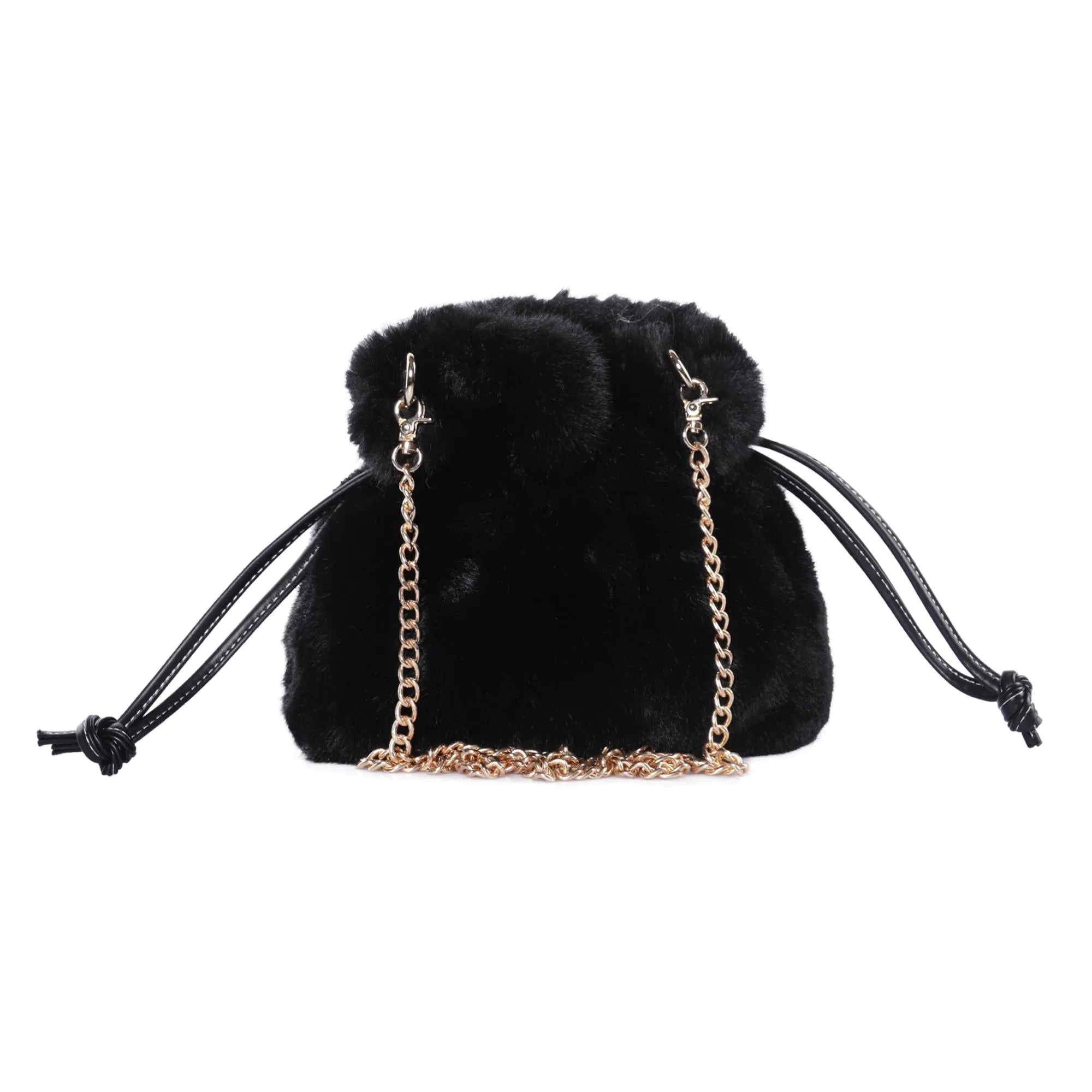 Crossbody Bags for Women Faux Fur Drawstring Satchel Purses and Handbags Fluffy Shoulder Bag for Girls