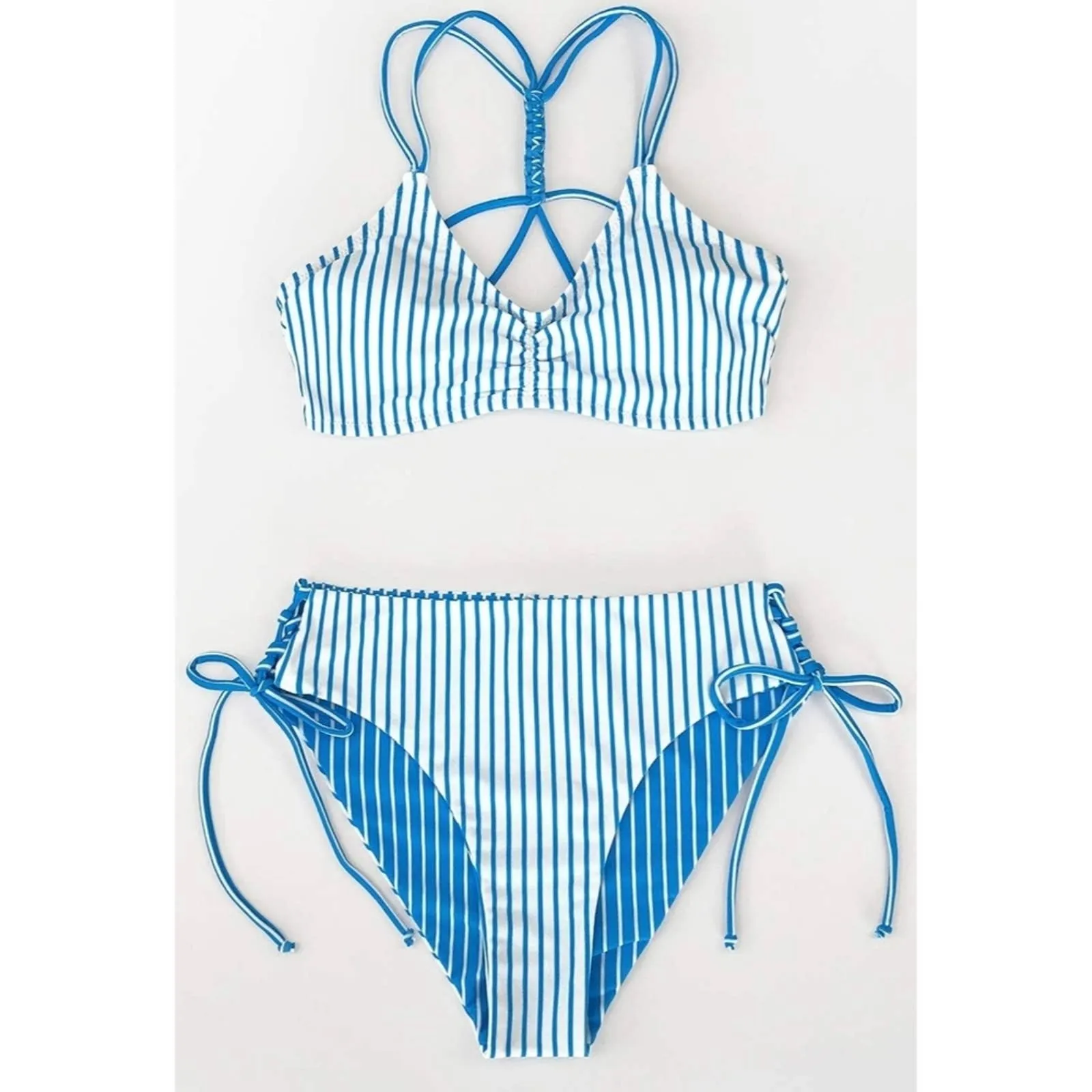 CUPSHE Two Piece Bikini Set Back Braided Straps with Reversible Bottom