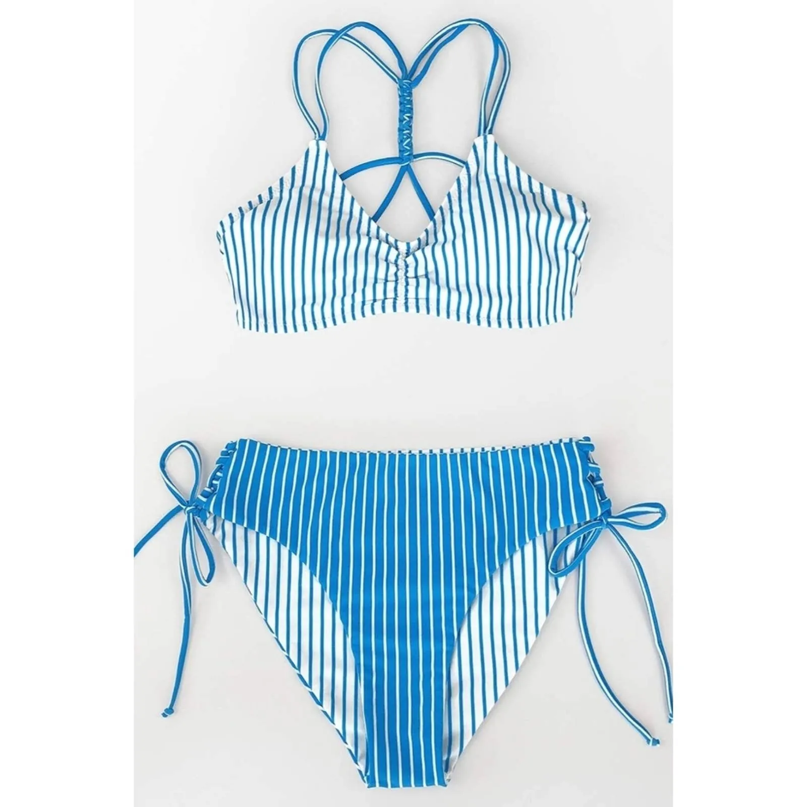 CUPSHE Two Piece Bikini Set Back Braided Straps with Reversible Bottom