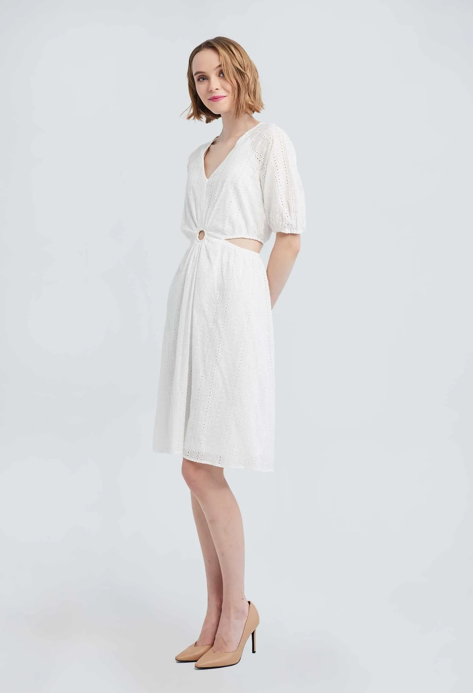 Cutout Eyelet Waist Dress