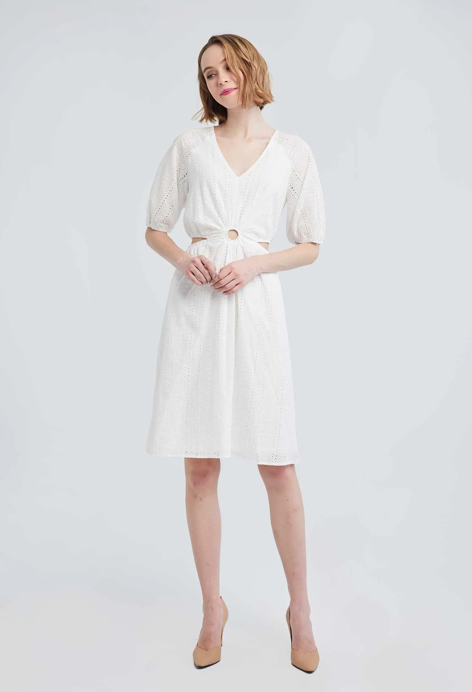 Cutout Eyelet Waist Dress