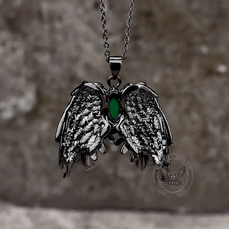 Dark Angel Wing Brass Gothic Pendant