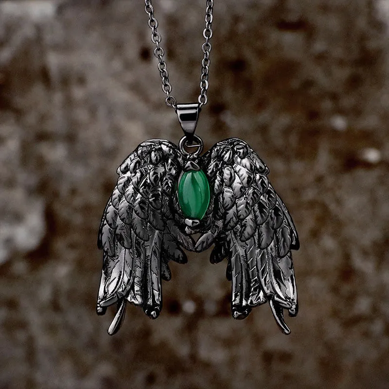 Dark Angel Wing Brass Gothic Pendant