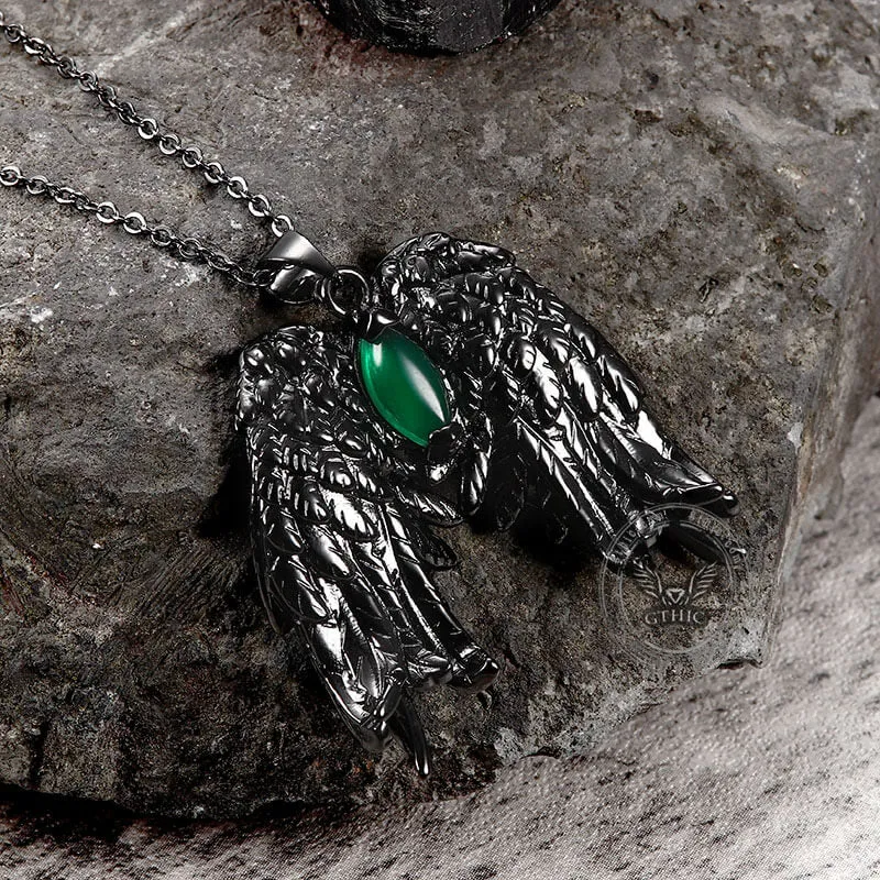 Dark Angel Wing Brass Gothic Pendant