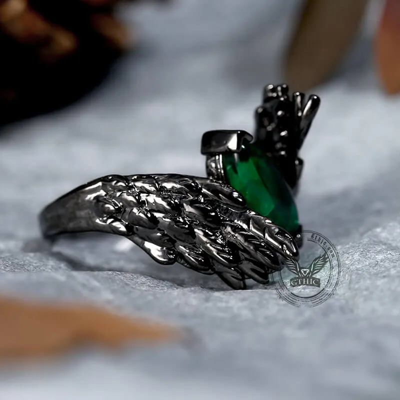 Dark Angel Wing Brass Gothic Ring