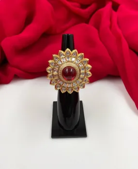 Designer Big Size Rotating Kundan Finger Ring By Gehna Shop