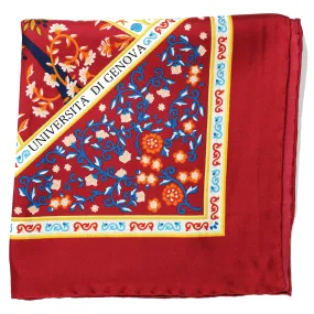 E. Marinella Scarf Bordeaux Marine Life & Floral - Twill Silk Square Foulard FINAL SALE