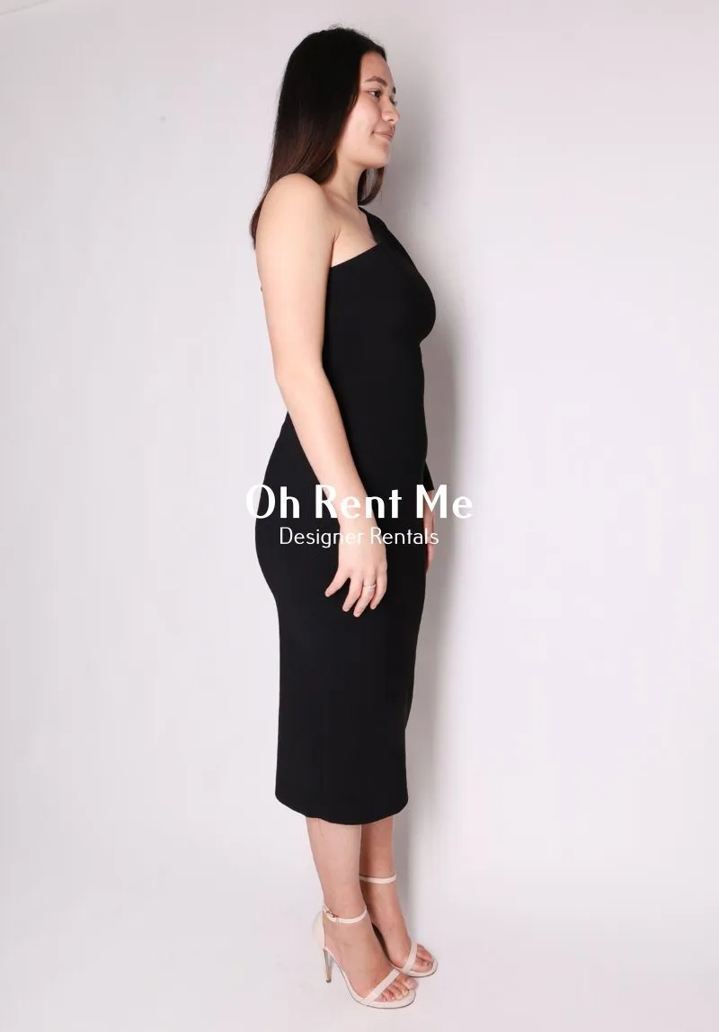 Elke Asymmetric Midi Dress - Black