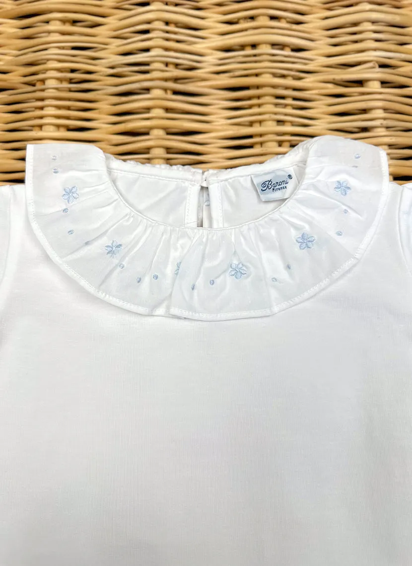 Embroidered ruffle collar Girly T-shirt