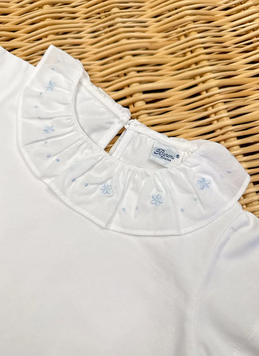 Embroidered ruffle collar Girly T-shirt