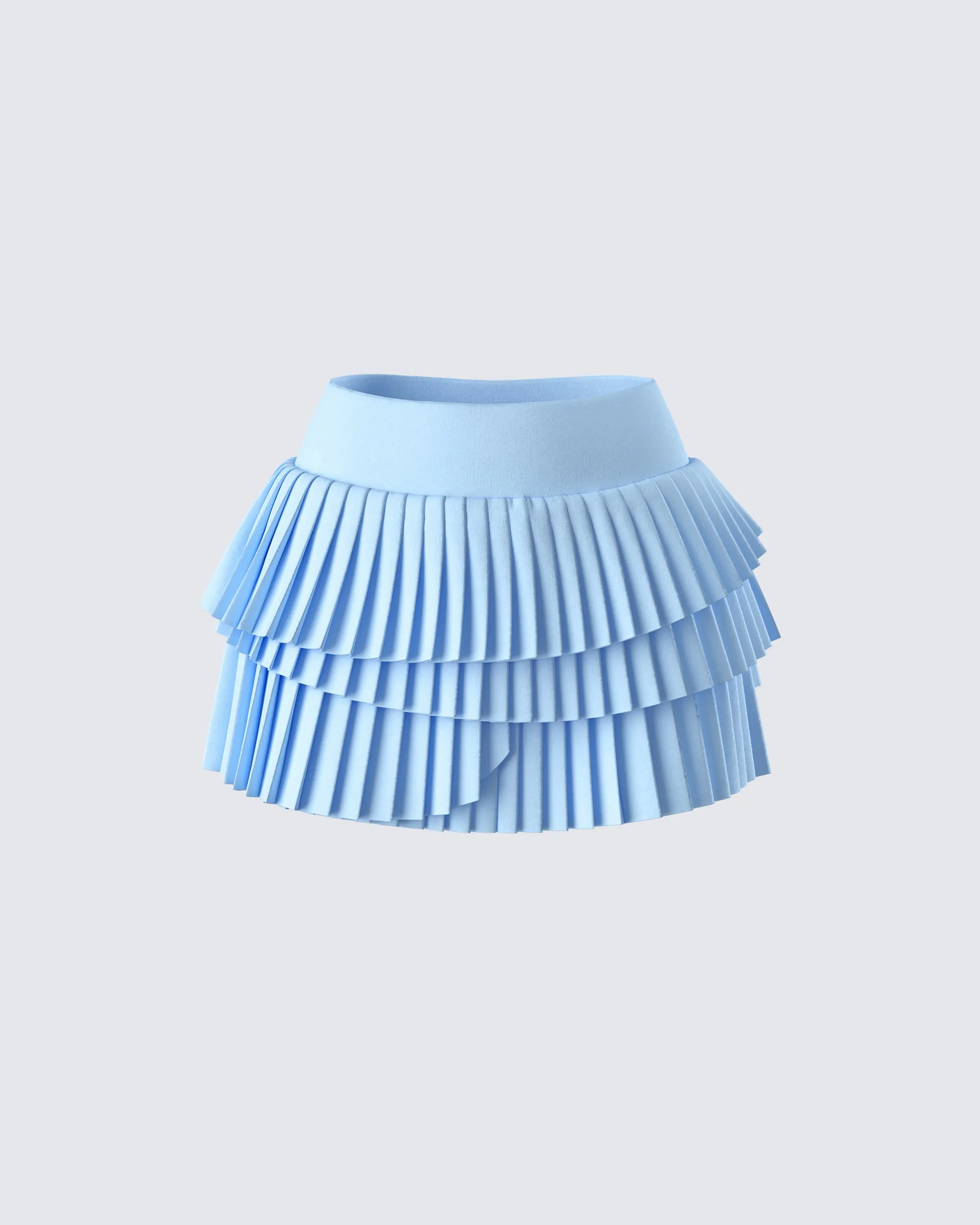 Evalina Blue Pleated Mini Skirt