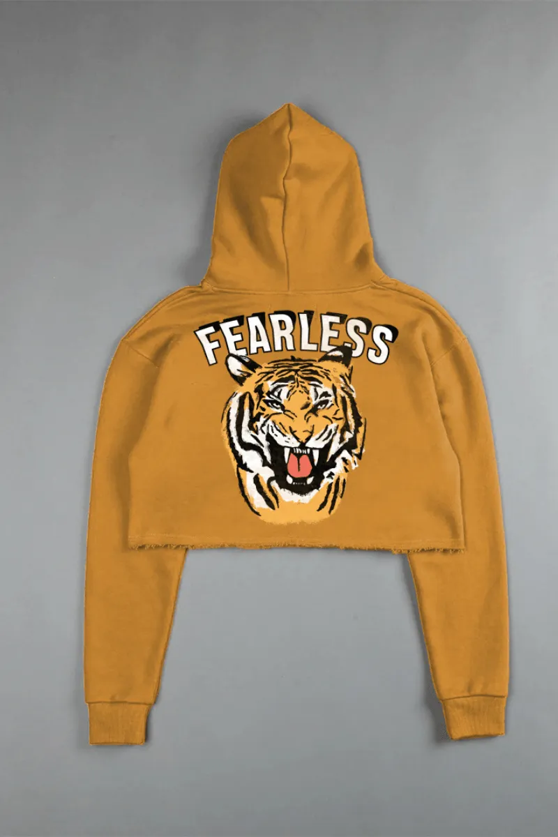 FEARLESS ROAR (CROPPED) HOODIE IN MUSTARD